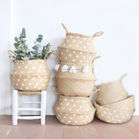 Panier pliable en jonc de mer naturel pour le rangement du linge, décoration bohème, fait main, multifonction, Vietnam, écologique, durable