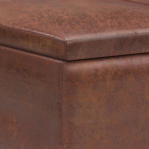 Owen - Ottoman de rangement avec plateau, marron vieilli, petit modèle, fonction table basse et tabouret confortable intégré - Product Image 2