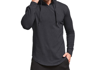 Men's Hooded Sweatshirt Solid Color Casual Autumn Wear Long Sleeve Pullover 100% Polyester <b>Knitted</b> Breathable Premium quality - Product Image 1