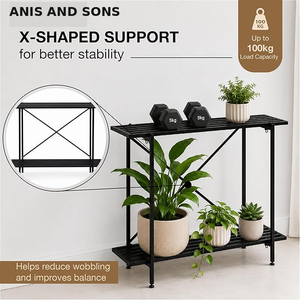 ANIS and SONS - Soporte de Hierro Nórdico de 2 Niveles para Plantas y Zapatos, Organizador de Almacenamiento para Cocina y Baño, Color Negro - Product Image 2