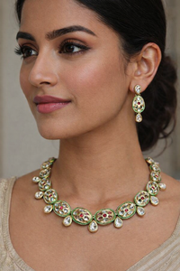 High Quality Gold Plated Zircon Ethnic Necklace Set Custom Girls Stylish Everyday Wear Wedding <b>Gift</b> Party Sample Making Service - Product Image 2