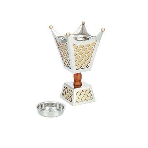 Porte-encens en marbre céleste avec incrustation de phases lunaires en laiton, cendrier ovale en pierre naturelle - Product Image 2