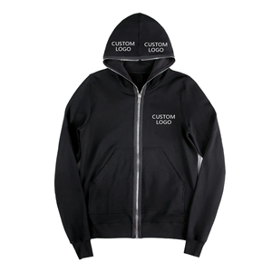 Sweat-shirts à capuche vert à fermeture éclair intégrale en molleton épais avec fermeture éclair métallique YKK, anti-humidité, pour la course, l'entraînement et le streetwear - Product Image 5