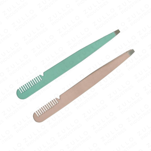 Pinzas para Cejas de Acero Inoxidable OEM con Punta Inclinada, Color y Logotipo Personalizados, Diseño de Garra Arqueada con Peine, Herramienta de Belleza y Cuidado Personal - Product Image 4