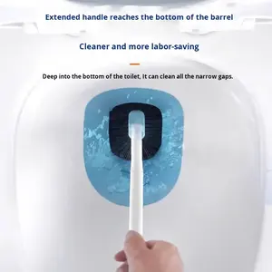 Cepillo de limpieza para inodoro de mango largo montado en la pared con cabezal de cerdas curvadas, de plástico ecológico, limpiador de baño con soporte para inodoro tipo squat - Product Image 3