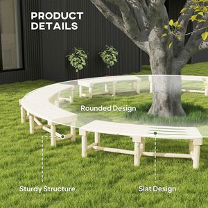 Panca da Giardino Semicircolare in Legno per Esterni, Finitura Naturale per Centri Commerciali e Cortili - Product Image 6