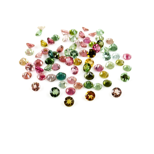 Turmalina natural multicolor calibrada en forma redonda de 4 mm, piedra preciosa de turmalina natural facetada suelta para la fabricación de joyas. - Product Image 1