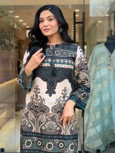 Conjunto de Kurta y Palazzo Estampado para Mujer – Elegante Traje Étnico Coordinado para Uso Casual, Festivo y Diario - Product Image 2