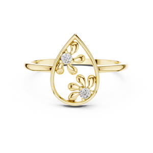 Bague en or jaune avec diamant de laboratoire en forme de goutte d'eau, bijoux fins inspirés de la nature, bague de fiançailles ou de promesse pour femme, vente en gros - Product Image 3
