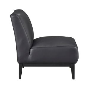 Lussuosa Poltrona in Pelle Nera con Cuscino Resistente e Schienale in Legno Massello, Comodo Arredo per Soggiorno - Product Image 3