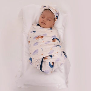 Organic Bamboo Swaddle <b>Wrap</b> Premium Quality Dream Print Baby <b>Blanket</b> - Product Image 3