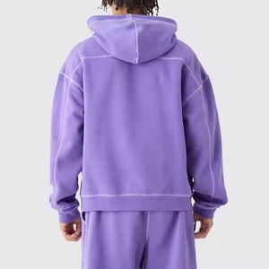 Ensemble sweat à capuche et pantalon en molleton violet surdimensionné pour homme, couleur unie, avec poches, coupe classique, tricoté, pour l'automne - Product Image 6
