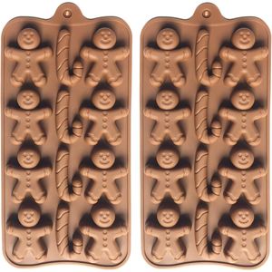 2 Stampi in Silicone a Tema Natalizio per Dolci, Gelatine, Saponi, Bastoncini di Zucchero, Omino di Pan di Zenzero, Cioccolato - Forme Multiple - Product Image 1