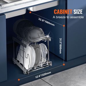 Organizzatore per Armadio a 2 Livelli Espandibile e Estraibile, Personalizzabile, con Divisori in Filo Metallico Regolabili per Padelle, Pentole, Teglie da Forno e Vassoi - Product Image 4