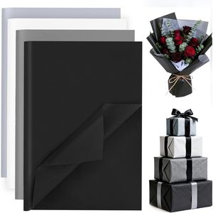 112 Fogli di Carta Velina in Confezione da 20 X 14 Pollici, 4 Colori - Nero, Bianco, Grigio per Sacchetti Regalo, Fai da Te, Decorazioni per Feste - Product Image 1