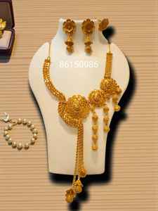 New Fashion Hiphop Style Gold Plated Black Brass Diamond <b>Infinity</b> Pattern Women's Jewelry Set Necklace <b>Bracelet</b> Engagement Party - Product Image 3