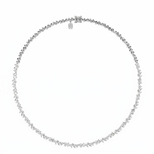 Elegante Tennis-Halskette mit gemischten Schliffarten aus Labor- und Naturdiamanten, 9KT, 10KT, 14KT, 18KT Sterlingsilber, Schmuckgeschenk für Damen - Product Image 1