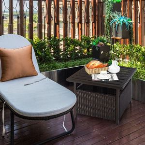 Tavolino da Esterno in Rattan e Acciaio per Patio, Resistente ed Elegante, Ideale per i Vostri Incontri Confortevoli - Product Image 1
