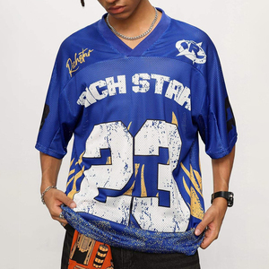 เสื้อฟุตบอลคลาสสิคพิมพ์ลายเต็มตัวสำหรับทุกเพศ สินค้ามาใหม่ ขายส่ง เสื้อสตรีทแวร์สไตล์เรโทร หมายเลขสั่งทำได้ เสื้อกีฬาผ้าตาข่าย - Product Image 1