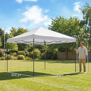 Tenda Pop-up Bianca 3x3 Metri, Gazebo Portatile da Esterno con Montaggio Istantaneo e Borsa con Ruote - Product Image 3
