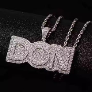 Iced Out Two Tone Moissanite Letter Name Pendant 925 Silver <b>Rope</b> <b>Chain</b> Hip Hop Men's Themed Charms For Party Wear Jewelry - Product Image 5