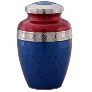 Urnes funéraires patriotiques en métal à motifs étoiles et bandes, urnes commémoratives pour cendres avec drapeau américain, urnes de crémation pour adultes, urnes en métal sur le thème des États-Unis - Product Image 1