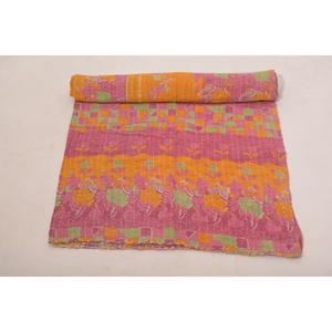Vintage Printed Cotton Kantha <b>Quilt</b> Indian <b>Handmade</b> Reversible Gudri Throw Bedcover for Home Decor - Product Image 3