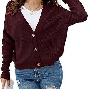 Suéter de Punto con Cuello en V en Color Contrastante, Transpirable, para Mujer, Dos Tonos, Moderno, con Bloques Geométricos - Product Image 2