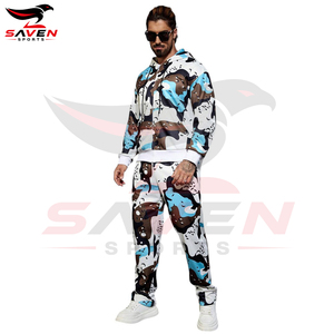 Ensemble sweat à capuche zippé et pantalon de survêtement pour homme, personnalisé, nouvelle tendance, très demandé, durable, style streetwear, imprimé, avec poches. - Product Image 5