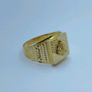 Traditional Gold Religious <b>Ring</b> <b>for</b> <b>Men</b> Classic Designer Finger <b>Ring</b> with Sacred Motif Indian Gold Jewellery <b>for</b> Daily Wear - Product Image 1