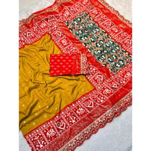 Belle broderie Saree avec bordure en dentelle de séquence Produit en tissu haut de gamme - Product Image 2