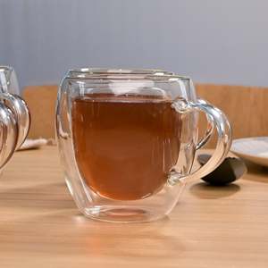 Juego de 4 Vasos de Té de Cristal de Doble Pared, Diseño Clásico Vintage, Aptos para Alimentos, Reutilizables, para Hotel o Uso Personal, para Café - Product Image 4