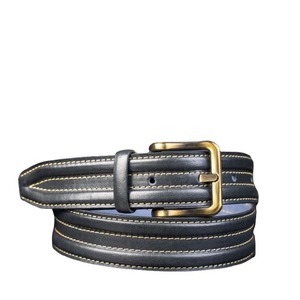 Cinturón de Cuero Vacuno Marrón con Hebilla Rectangular Negra, Estilo Casual, Duradero, Moldeado en una Sola Pieza, Color Sólido - Product Image 6