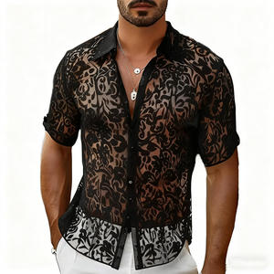 Chemise Homme Décontractée Anti-Plis à Manches Longues et Bouton Unique en Satin Tricoté Respirant 160g Polyester/Coton Teint Uni pour l'Été - Product Image 1