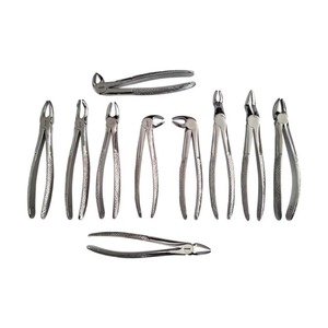 Kit d'instruments chirurgicaux professionnels en acier inoxydable pour l'extraction dentaire manuelle – Forceps et pinces pour 10 dents supérieures et inférieures - Product Image 1
