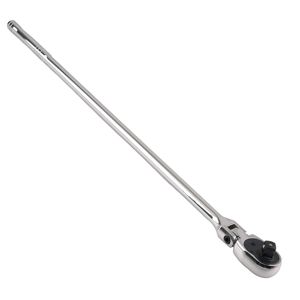 Manico a cricchetto flessibile extra lungo da 1/2 pollice, 24 pollici, 72 denti, reversibile, cromato, per chiavi a bussola metriche, supporto OEM - Product Image 2
