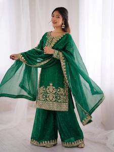 Presenting New Collection Silk With Heavy Embroidery Coding Sequence Work Top Bottom And Dupatta Set Fully Stitched ReadyToWear - Product Image 4