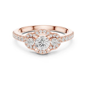 แหวนแต่งงานเพชรทรงกลมเพาะเลี้ยงในห้องปฏิบัติการทองคำขาว 14K สำหรับผู้หญิง |   เพชรที่เพิ่งเพาะเลี้ยง - Product Image 2