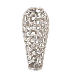 Ensemble de 2 vases à fleurs en aluminium finition nickel brut, pots à fleurs modernes en métal, jardinières décoratives d'intérieur à bas prix - Product Image 6