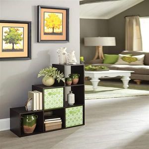 Libreria Moderna e Contemporanea a 6 Cubi con Ripiani Aperti e 3, 2, 1 Scomparti di Stoccaggio, Stile Legno MDF Marrone Scuro - Product Image 3