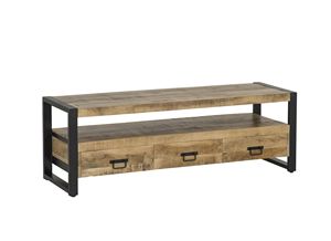 Mueble de TV Rústico de Madera Maciza Hecho a Mano, Mesa Consola con Almacenamiento, Mueble para Sala de Estar de Apartamento - Product Image 6