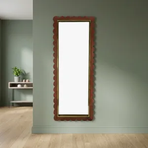 Scalloped <b>Full</b> <b>Length</b> Wall <b>Mirror</b> Brown Frame Decorative Floor and wall <b>Mirror</b> Modern Bedroom Entryway Dressing <b>Mirror</b> HomeDecor - Product Image 6