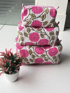 Bolsas de Maquillaje Vintage para Mujer, Acolchadas, de Algodón, con Estampado Floral Indio, Cierre de Cremallera Resistente, Bolsas de Alta Calidad - Product Image 3
