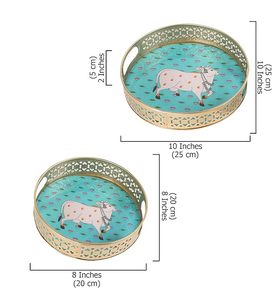 Plateaux et pots Pichwai en argent allemand, motifs Art Déco variés, pour décoration intérieure, cadeaux de mariage indien, cadeaux de Diwali, cadeaux de remerciement indiens - Product Image 2