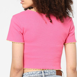 Cheap Wholesale Breathable Casual Short Sleeve <b>Crop</b> <b>Top</b> T-shirt Slim Fit Blank Custom Women <b>Crop</b> <b>Top</b> - Product Image 2