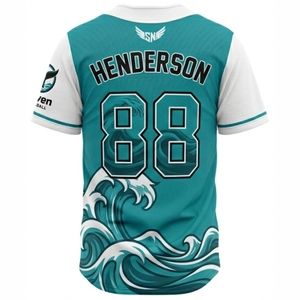เสื้อเบสบอลผู้ชาย NRL แบบสั่งทำพิเศษจากเมืองเซียลคอต พิมพ์ลายคลื่นแบบซับลิเมชั่น แขนสั้น ทรงปกติ ระบายอากาศได้ดี ผลิตจากโพลีเอสเตอร์ เหมาะสำหรับทุกฤดูกาล - Product Image 2