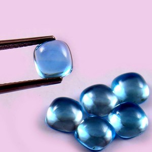 6x6MM Natural Sky Blue Topaz Square <b>Cushion</b> Cabochon Flat <b>back</b> Calibrated Loose Gemstone Jewelry Making Wholesale Lot - Product Image 2
