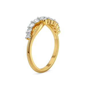 Anillo de Lujo con Moissanita de Corte Redondo, Diseño Curvo y Trenzado, en Oro Amarillo con Aspecto de Diamante, Anillo de Aniversario para Mujer - Product Image 3