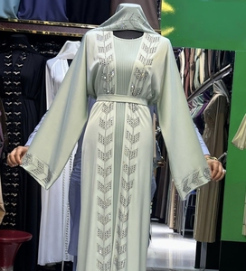 Hot sale 2026 Abaya Stone Work Handmade Sequined Arabic Dubai Style Full Flare Nida Fabric Evening Party Dress - Product Image 1
