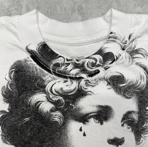Camiseta Unisex Personalizada de Algodón Grueso con Estampado Gráfico, Ajuste Regular, Hombros Caídos, Diseño de Ángel Querubín, Estilo Hip Hop, Rota, Vintage - Product Image 2